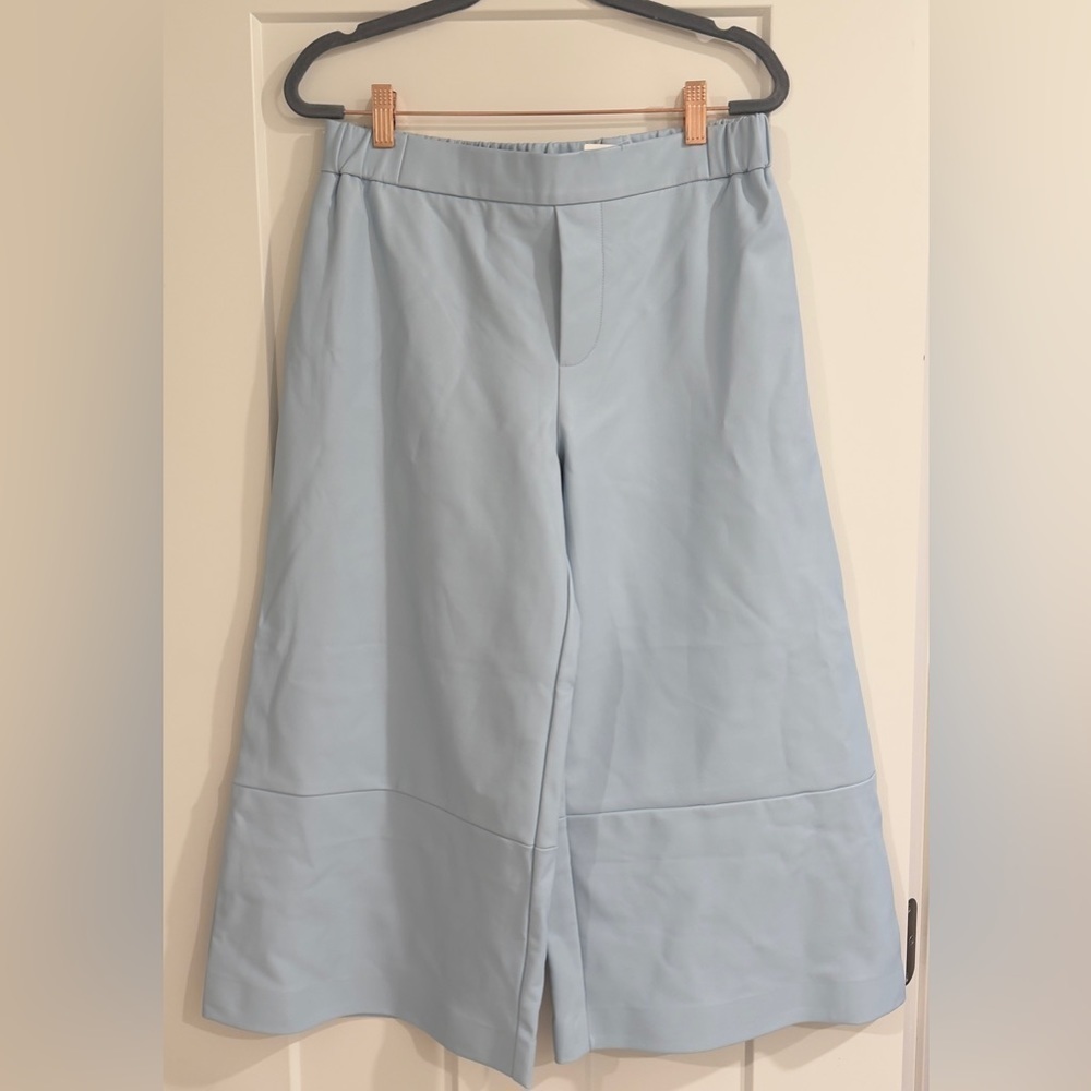 Maeve Anthropologie Faux Leather Cropped Pants, XS, light blue NWT